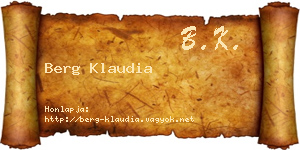 Berg Klaudia névjegykártya